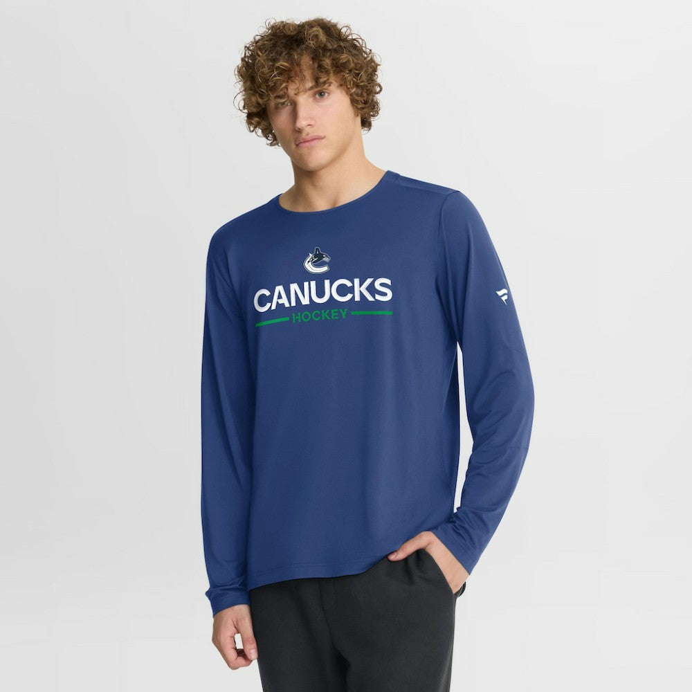 Vancouver Canucks Fanatics Authentic Pro Rink Tech Long Sleeve T-Shirt Blue