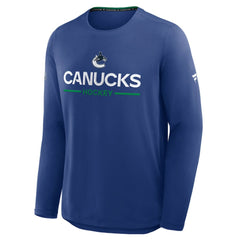 Vancouver Canucks Fanatics Authentic Pro Rink Tech Long Sleeve T-Shirt Blue
