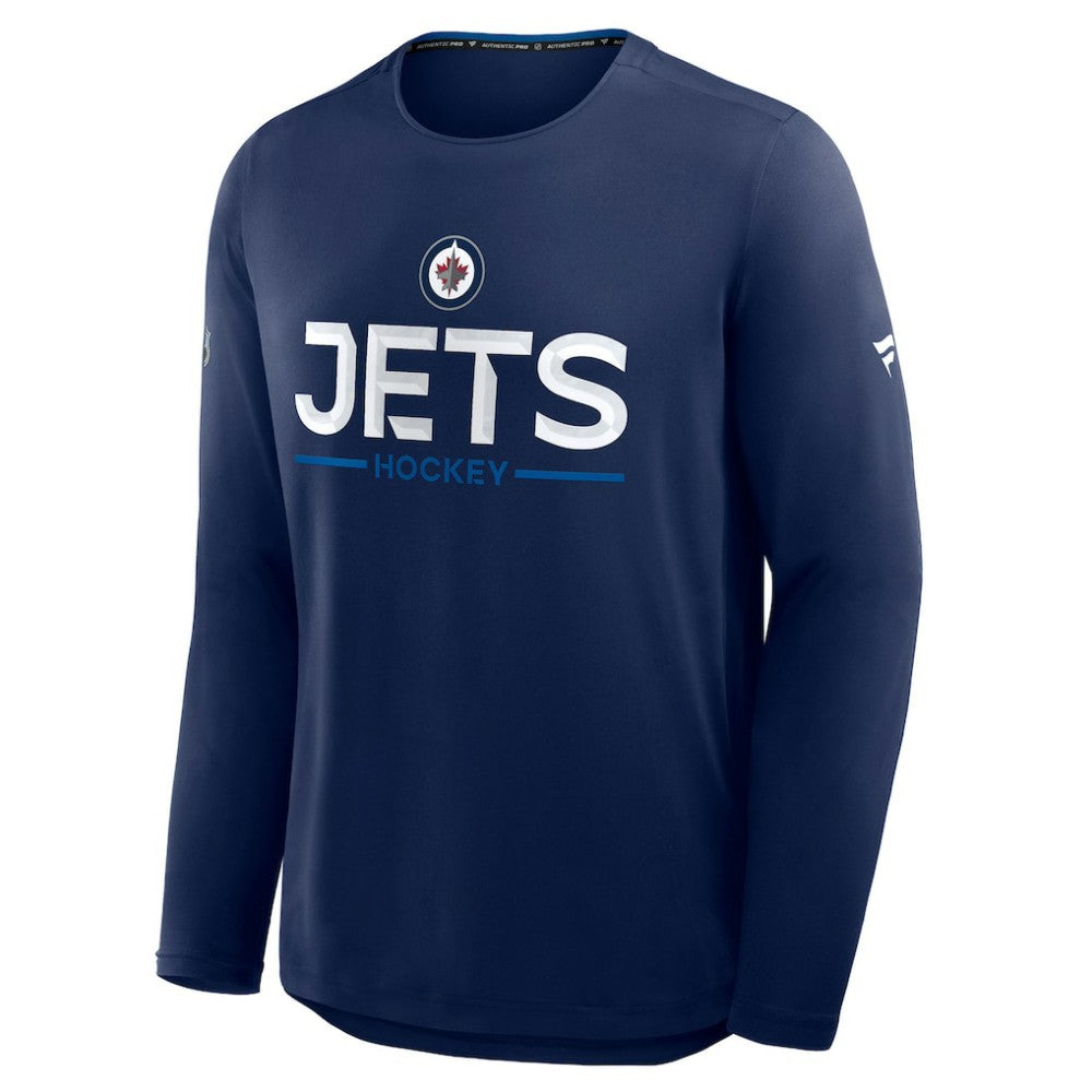 Winnipeg Jets Fanatics Authentic Pro Rink Tech Long Sleeve T-Shirt Navy