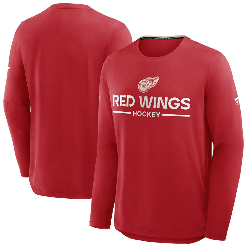 Detroit Red Wings Fanatics Authentic Pro Centennial Rink Tech Long Sleeve T-Shirt Red