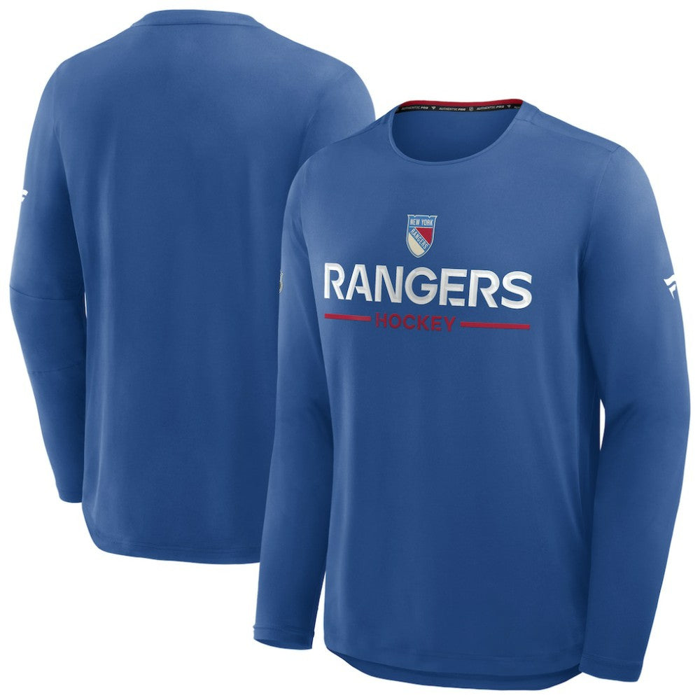 New York Rangers Fanatics Authentic Pro Rink Centennial Tech Long Sleeve T-Shirt Blue
