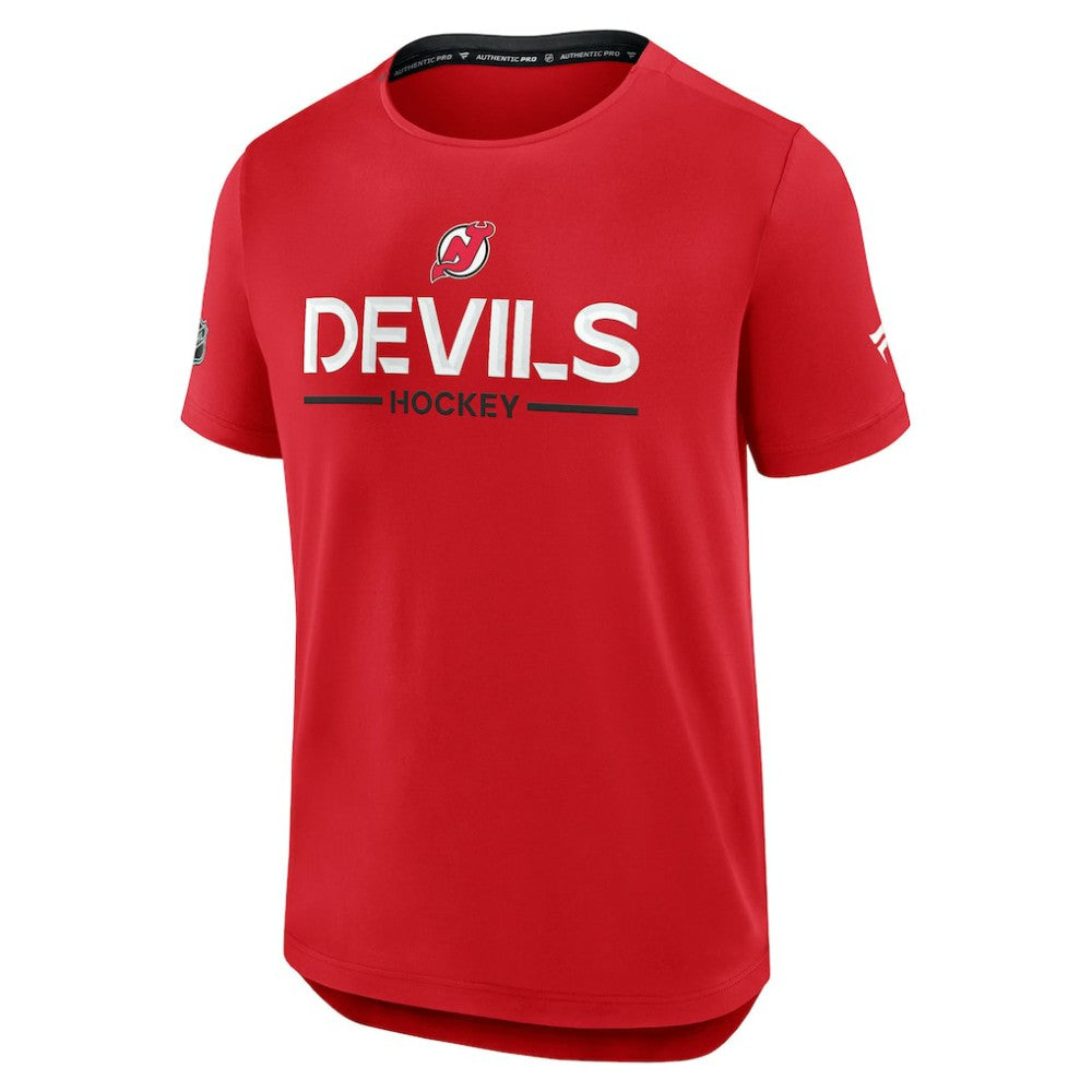 New Jersey Devils Fanatics Authentic Pro Rink Tech T-Shirt Red