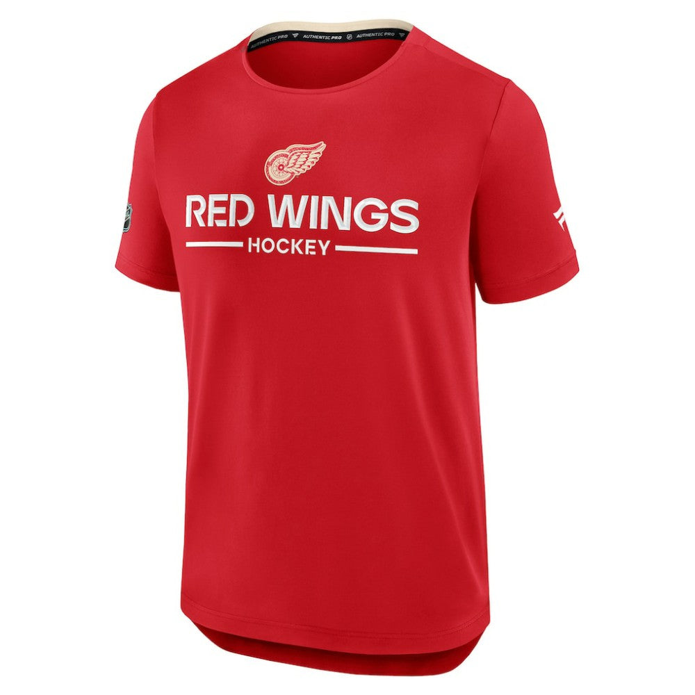 Detroit Red Wings Fanatics Authentic Pro Centennial Rink Tech T-Shirt Red