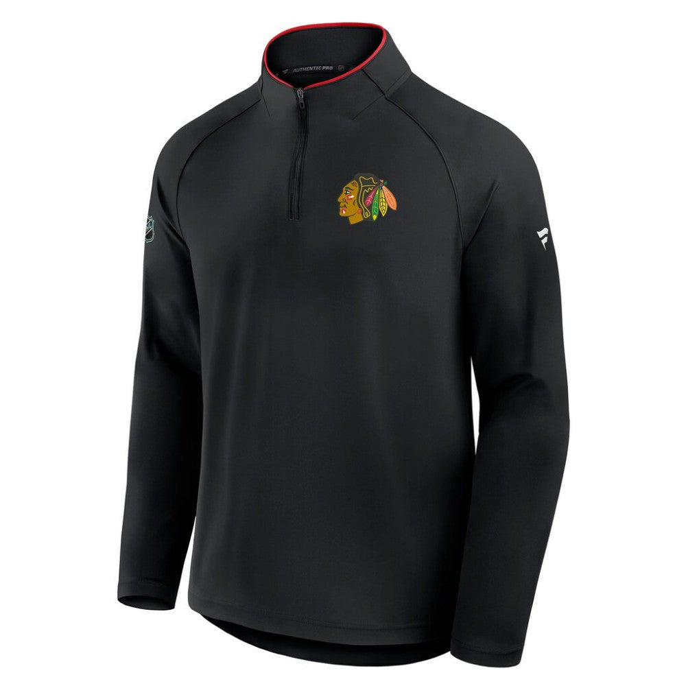 Chicago Blackhawks Fanatics Authentic Pro Rink Training Quarter-Zip Pullover Black