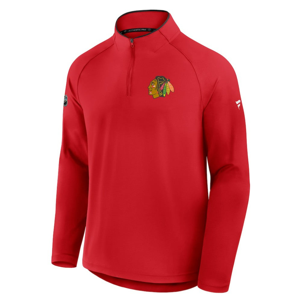 Chicago Blackhawks Fanatics Authentic Pro Rink Training Quarter-Zip Pullover Red
