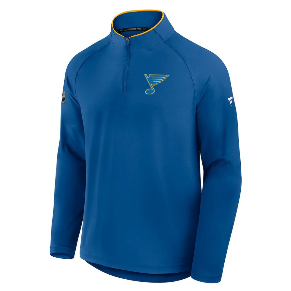 St. Louis Blues Fanatics Authentic Pro Rink Training Quarter-Zip Pullover Blue