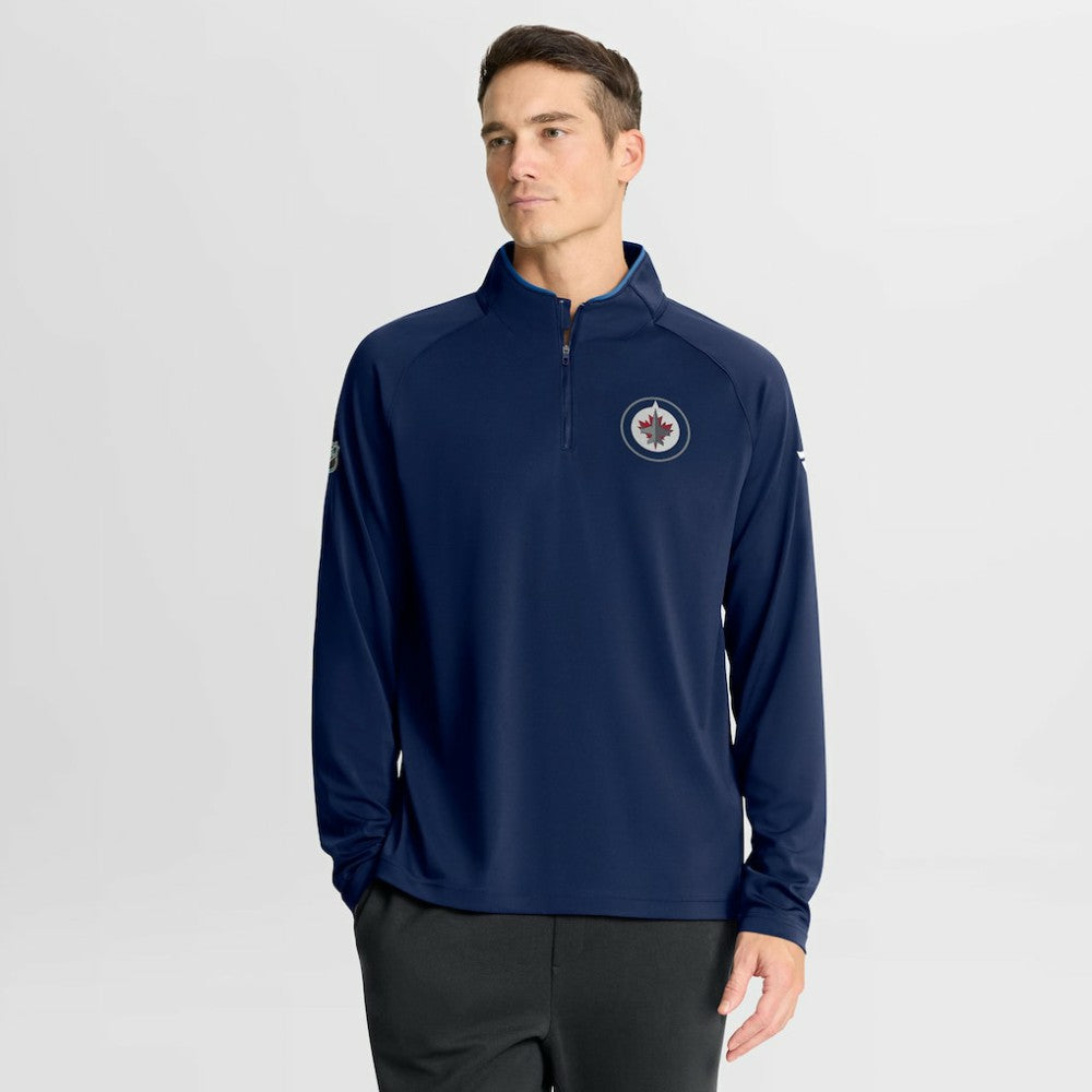 Winnipeg Jets Fanatics Authentic Pro Rink Training Quarter-Zip Pullover Navy