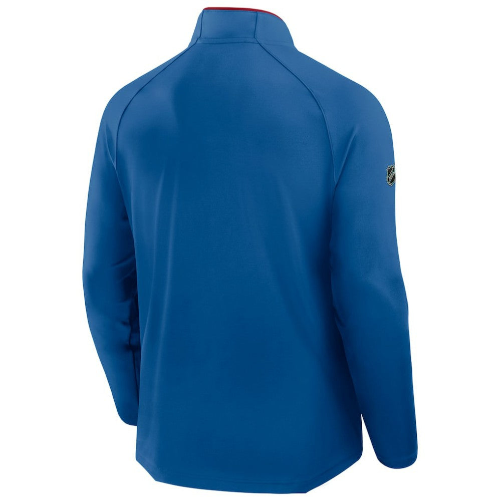 New York Rangers Fanatics Authentic Pro Rink Training Centennial Raglan Quarter-Zip Pullover Blue