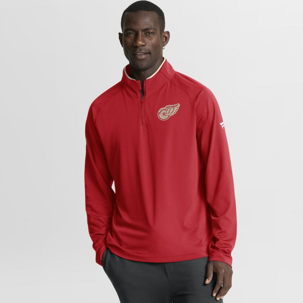 Detroit Red Wings Fanatics Authentic Pro Rink Training Centennial Raglan Quarter-Zip Pullover Red