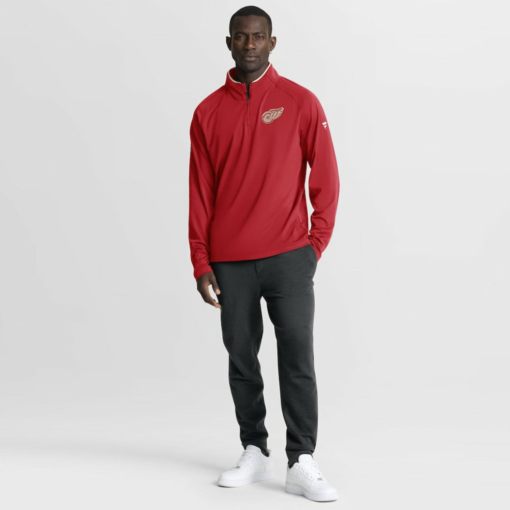 Detroit Red Wings Fanatics Authentic Pro Rink Training Centennial Raglan Quarter-Zip Pullover Red