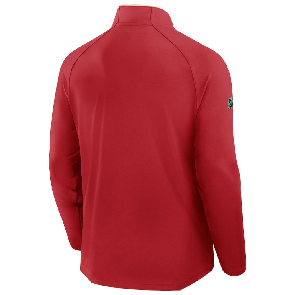 Detroit Red Wings Fanatics Authentic Pro Rink Training Centennial Raglan Quarter-Zip Pullover Red