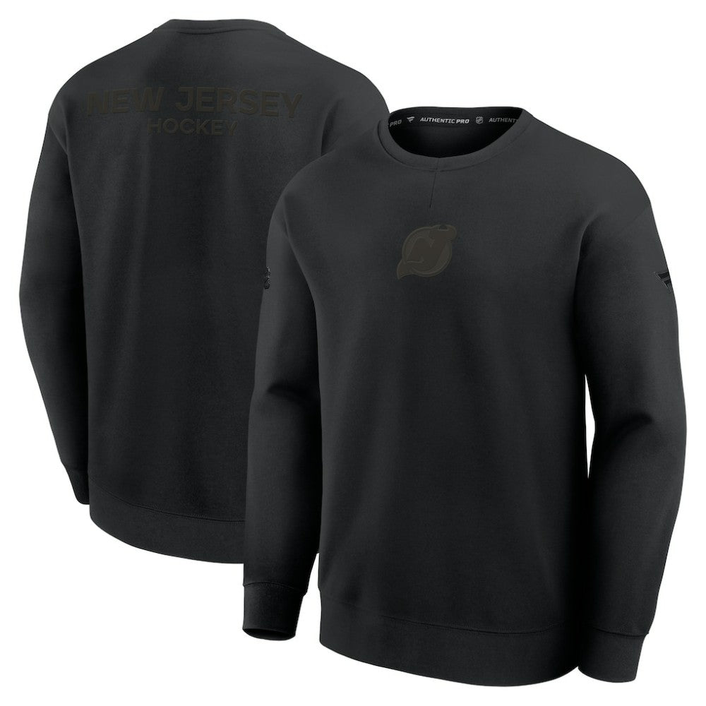 New Jersey Devils Fanatics Authentic Pro Road Tri-Blend Sweatshirt Black