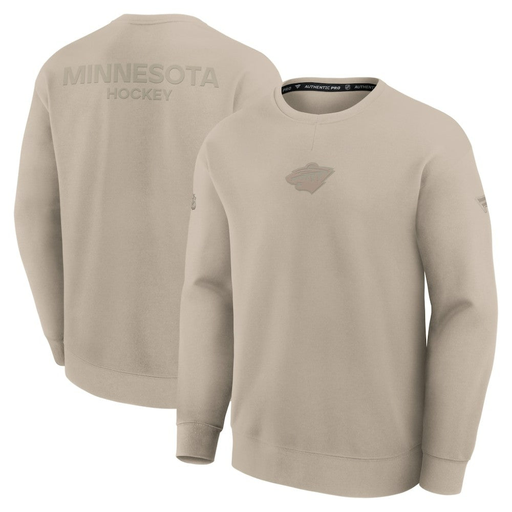 Minnesota Wild Fanatics Authentic Pro Road Tri-Blend Sweatshirt Tan