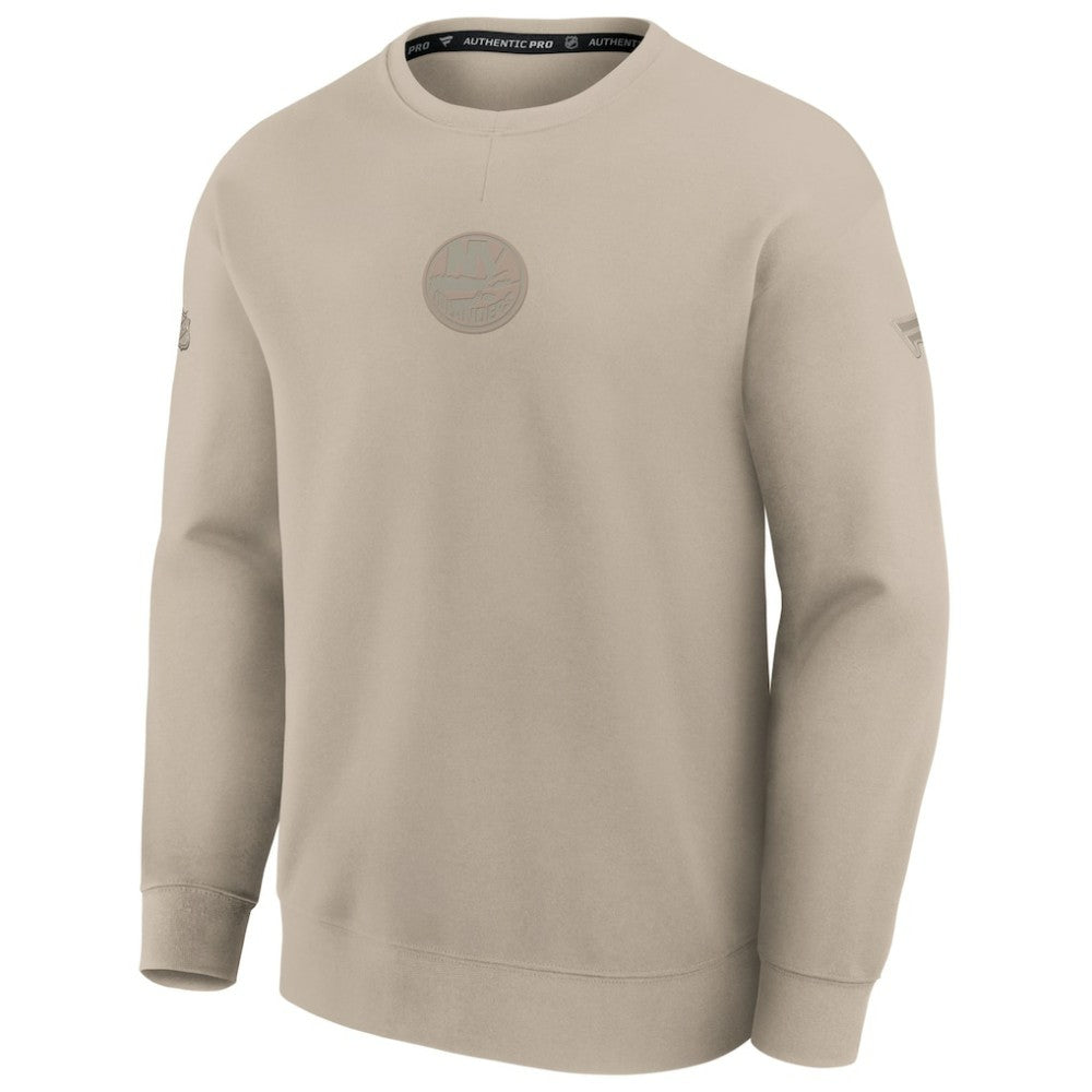 New York Islanders Fanatics Authentic Pro Road Tri-Blend Sweatshirt Tan
