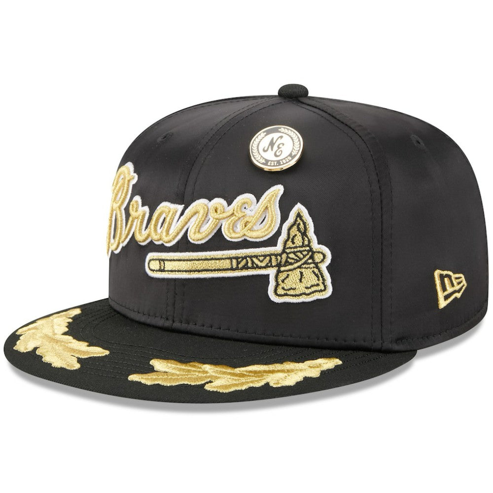 Atlanta Braves 2025 59FIFTY Day Gold Leaf 59FIFTY Fitted Hat - Black | New Era