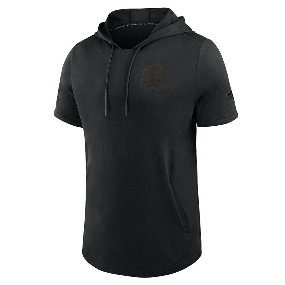 Chicago Blackhawks Fanatics Authentic Pro Road Short Sleeve Hoodie Black
