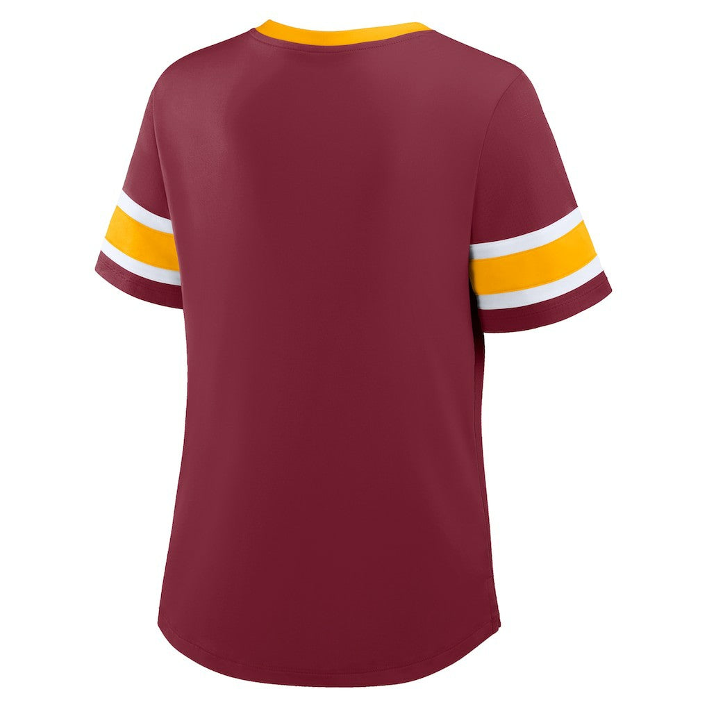 Washington Commanders Women's Redzone Draw Play Athena Lace-Up T-Shirt - Burgundy on sale
