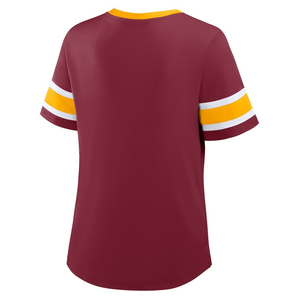 Washington Commanders Women's Redzone Draw Play Athena Lace-Up T-Shirt - Burgundy on sale