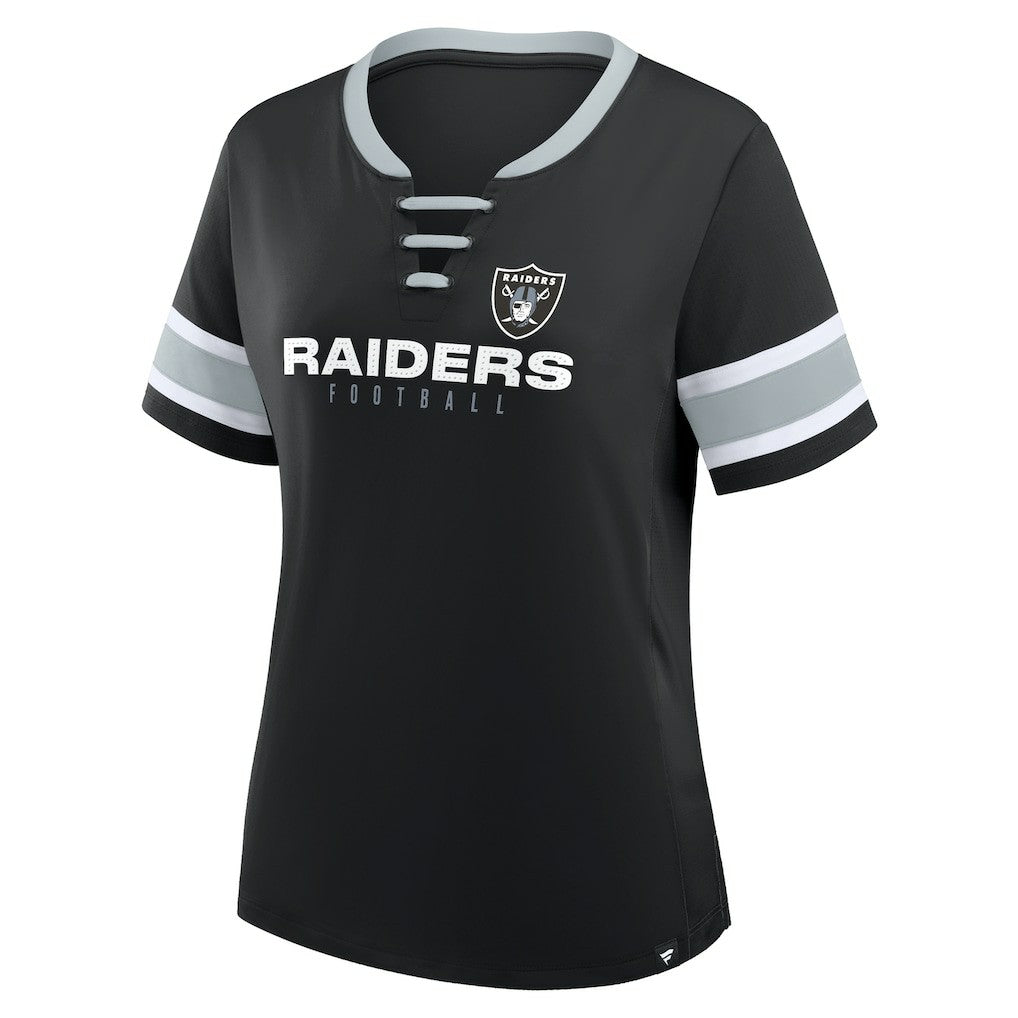 Las Vegas Raiders Women's Redzone Draw Play Athena Lace-Up T-Shirt - Black cheap