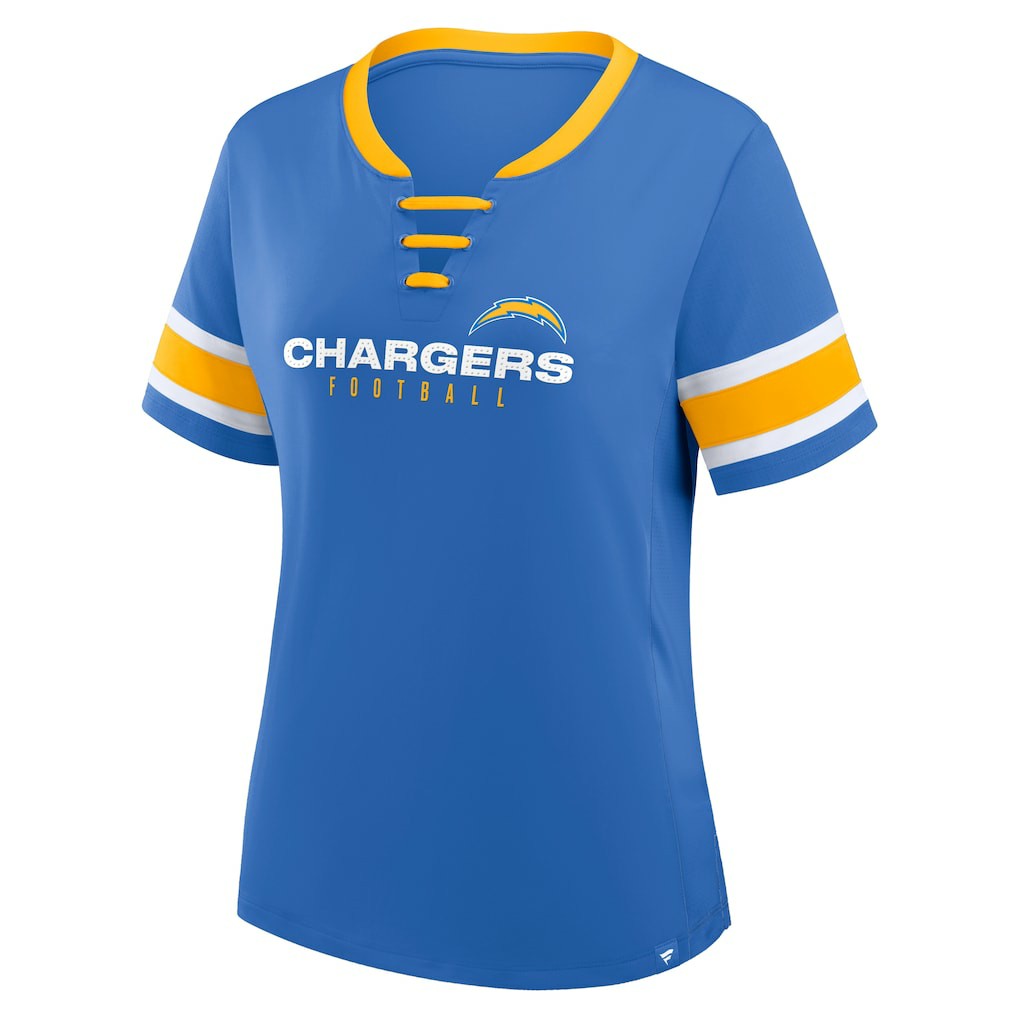 Los Angeles Chargers Women's Redzone Draw Play Athena Lace-Up T-Shirt - Powder Blue sale
