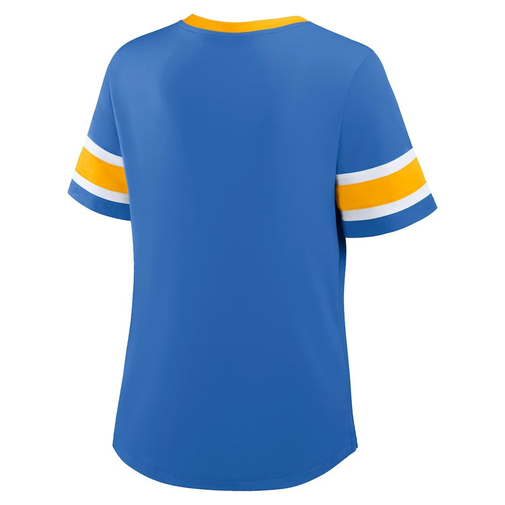 Los Angeles Chargers Women's Redzone Draw Play Athena Lace-Up T-Shirt - Powder Blue sale