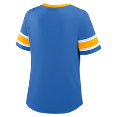 Los Angeles Chargers Women's Redzone Draw Play Athena Lace-Up T-Shirt - Powder Blue sale