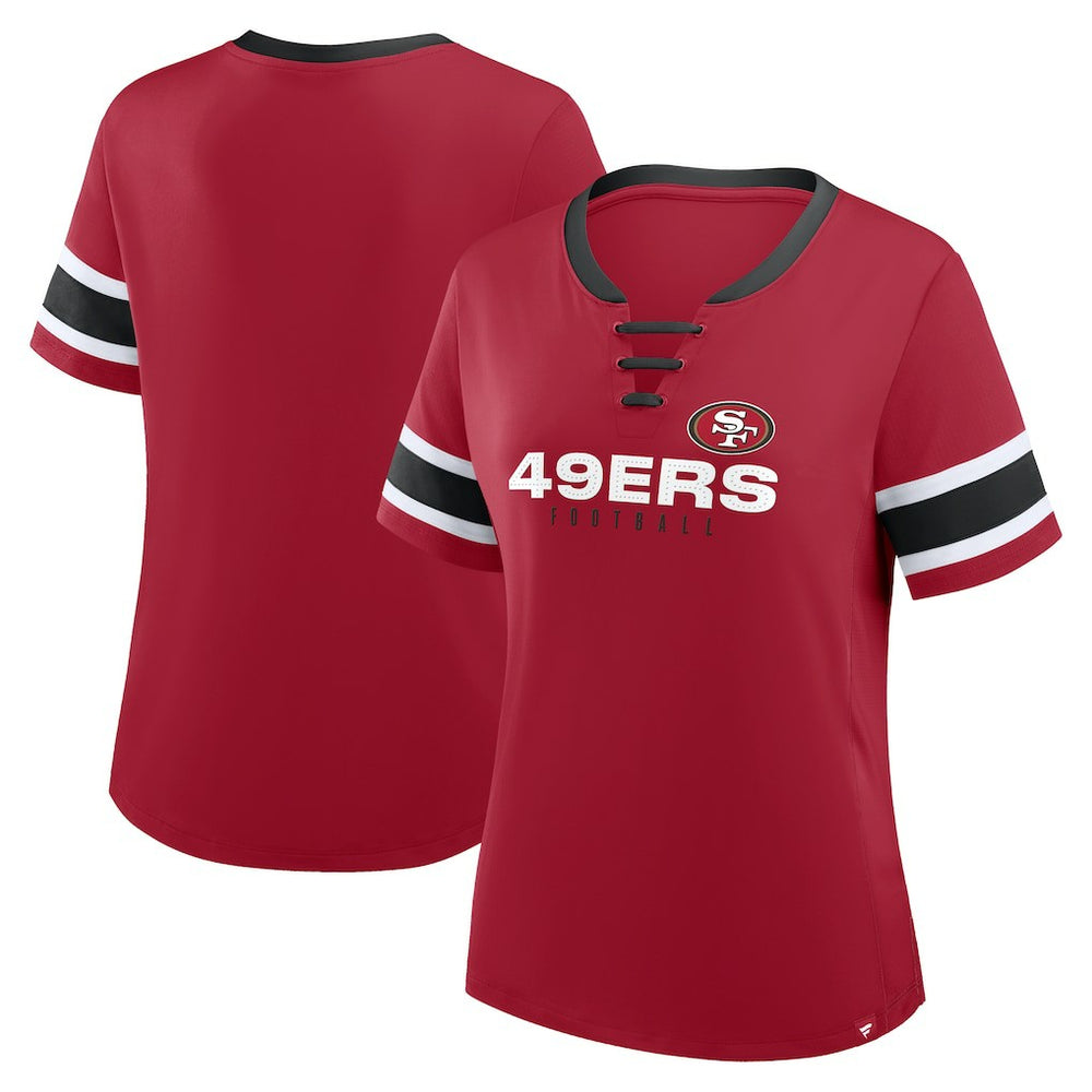 San Francisco 49ers Women's Redzone Draw Play Athena Lace-Up T-Shirt - Scarlet online