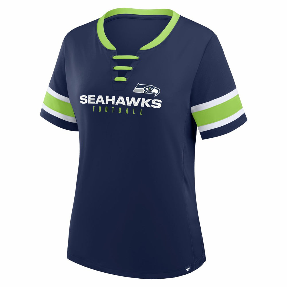 Seattle Seahawks Women's Redzone Draw Play Athena Lace-Up T-Shirt - College Navy cheap
