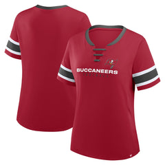 Tampa Bay Buccaneers Women's Redzone Draw Play Athena Lace-Up T-Shirt - Red sale