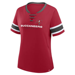 Tampa Bay Buccaneers Women's Redzone Draw Play Athena Lace-Up T-Shirt - Red sale