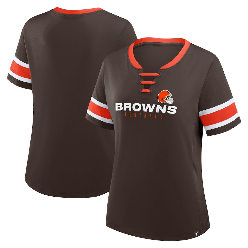 Cleveland Browns Women's Redzone Draw Play Athena Lace-Up T-Shirt - Brown outlet