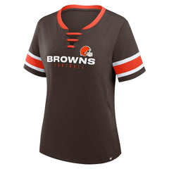 Cleveland Browns Women's Redzone Draw Play Athena Lace-Up T-Shirt - Brown outlet
