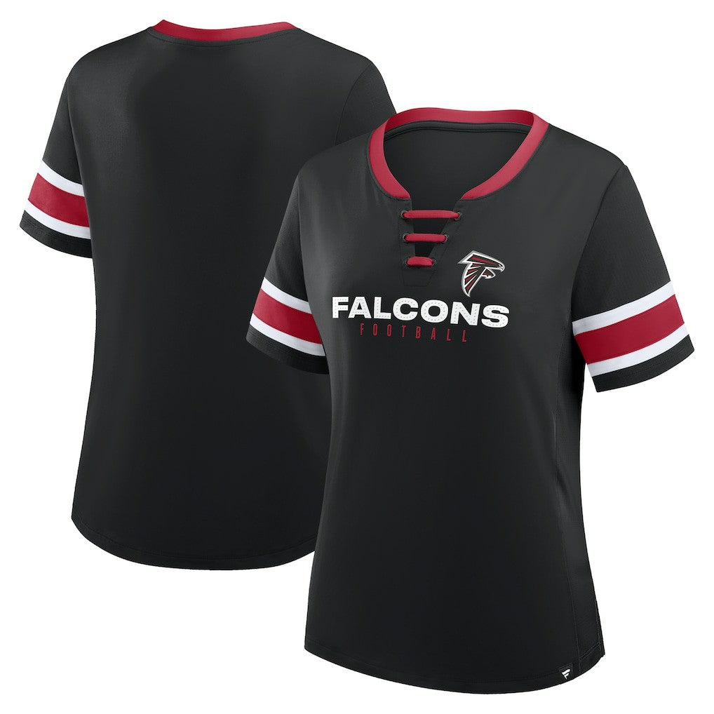 Atlanta Falcons Women's Redzone Draw Play Athena Lace-Up T-Shirt - Black for sale