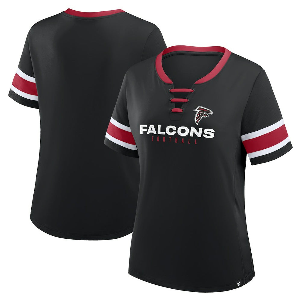 Atlanta Falcons Women's Redzone Draw Play Athena Lace-Up T-Shirt - Black for sale