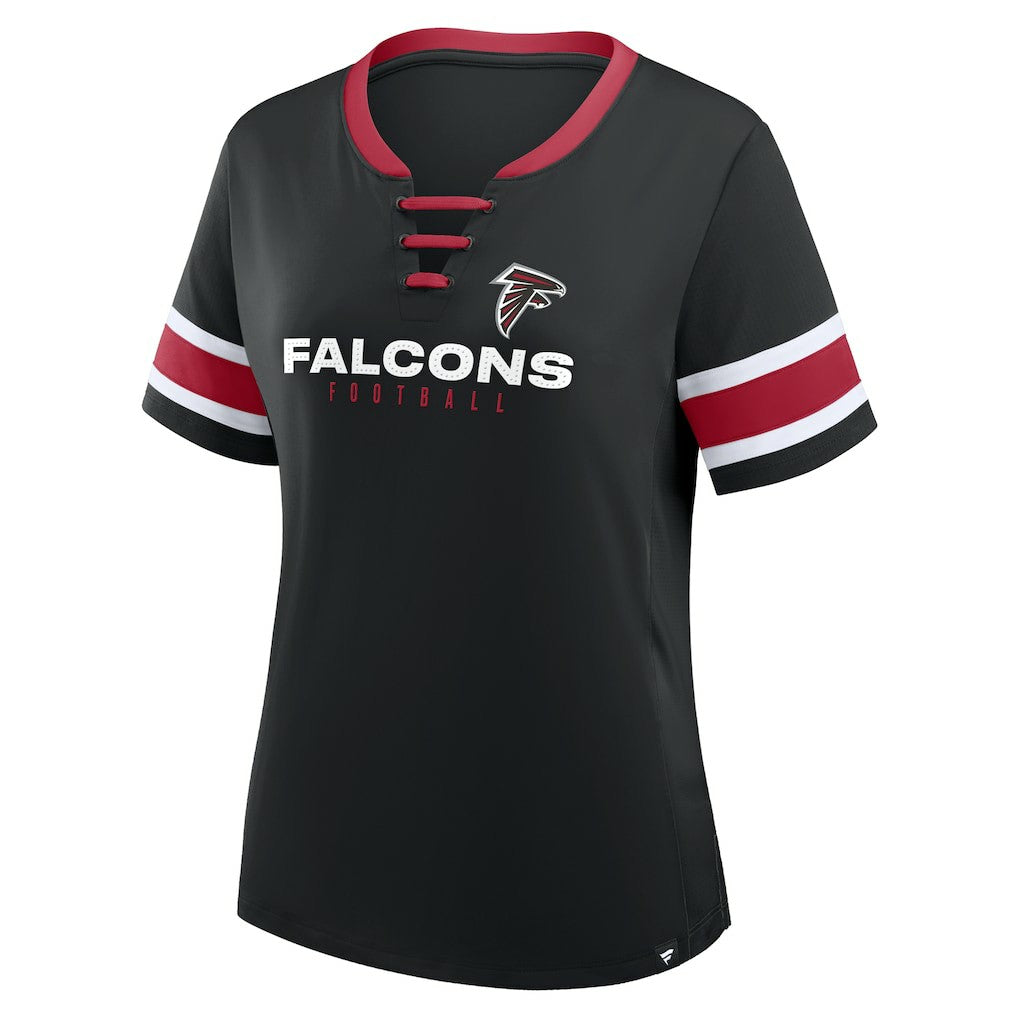 Atlanta Falcons Women's Redzone Draw Play Athena Lace-Up T-Shirt - Black for sale