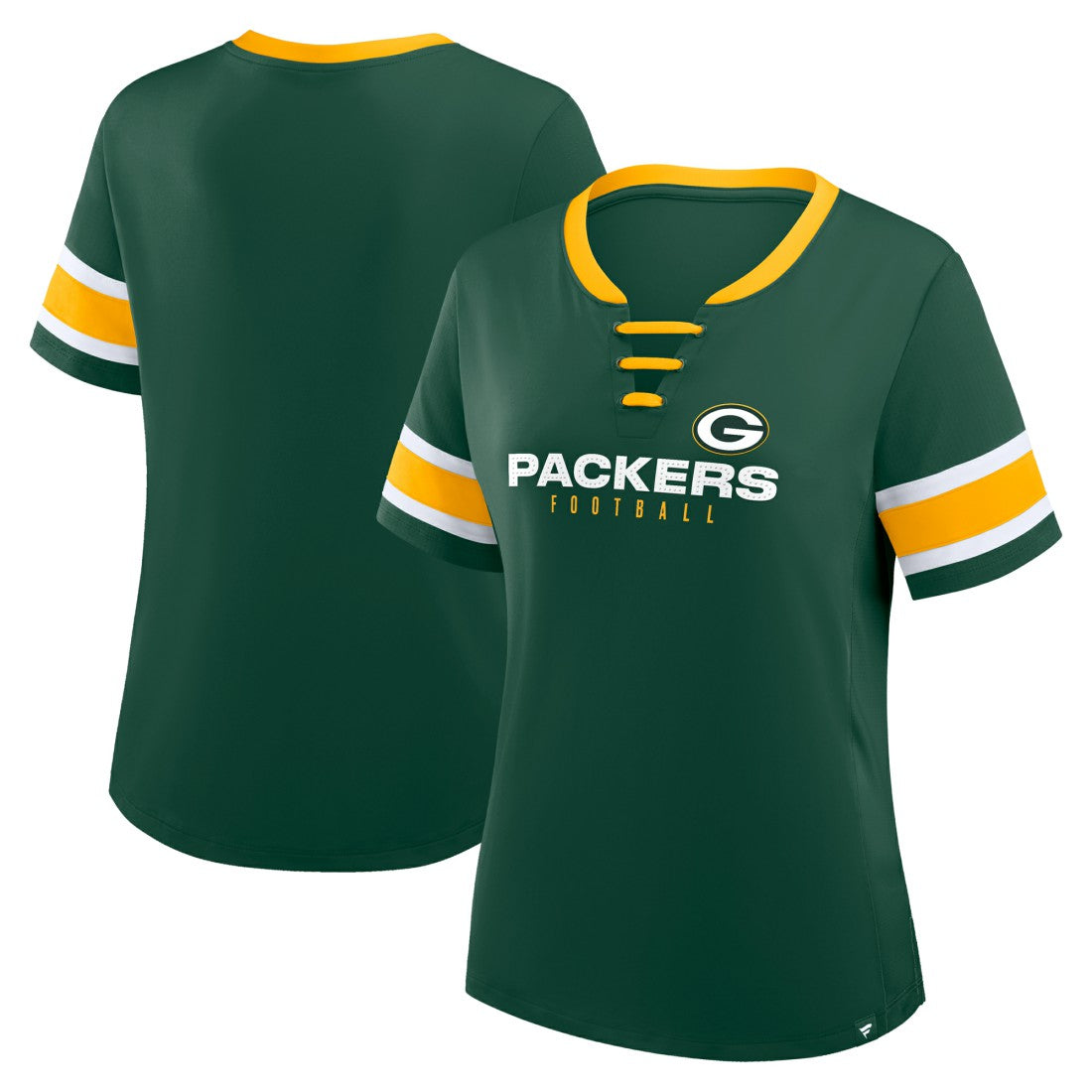 Green Bay Packers Women's Redzone Draw Play Athena Lace-Up T-Shirt - Green cheap