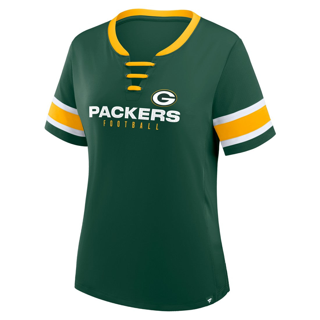 Green Bay Packers Women's Redzone Draw Play Athena Lace-Up T-Shirt - Green cheap