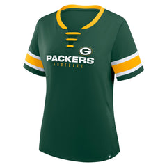 Green Bay Packers Women's Redzone Draw Play Athena Lace-Up T-Shirt - Green cheap