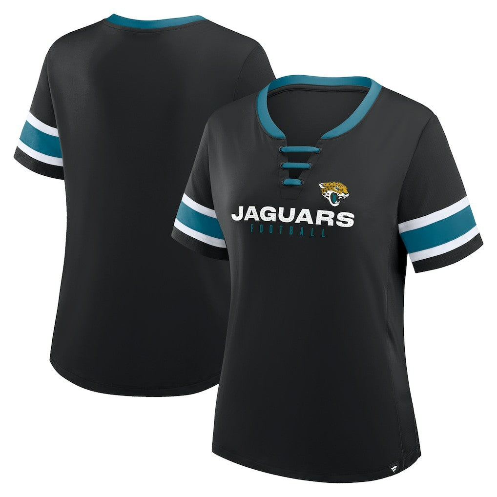 Jacksonville Jaguars Women's Redzone Draw Play Athena Lace-Up T-Shirt - Black outlet