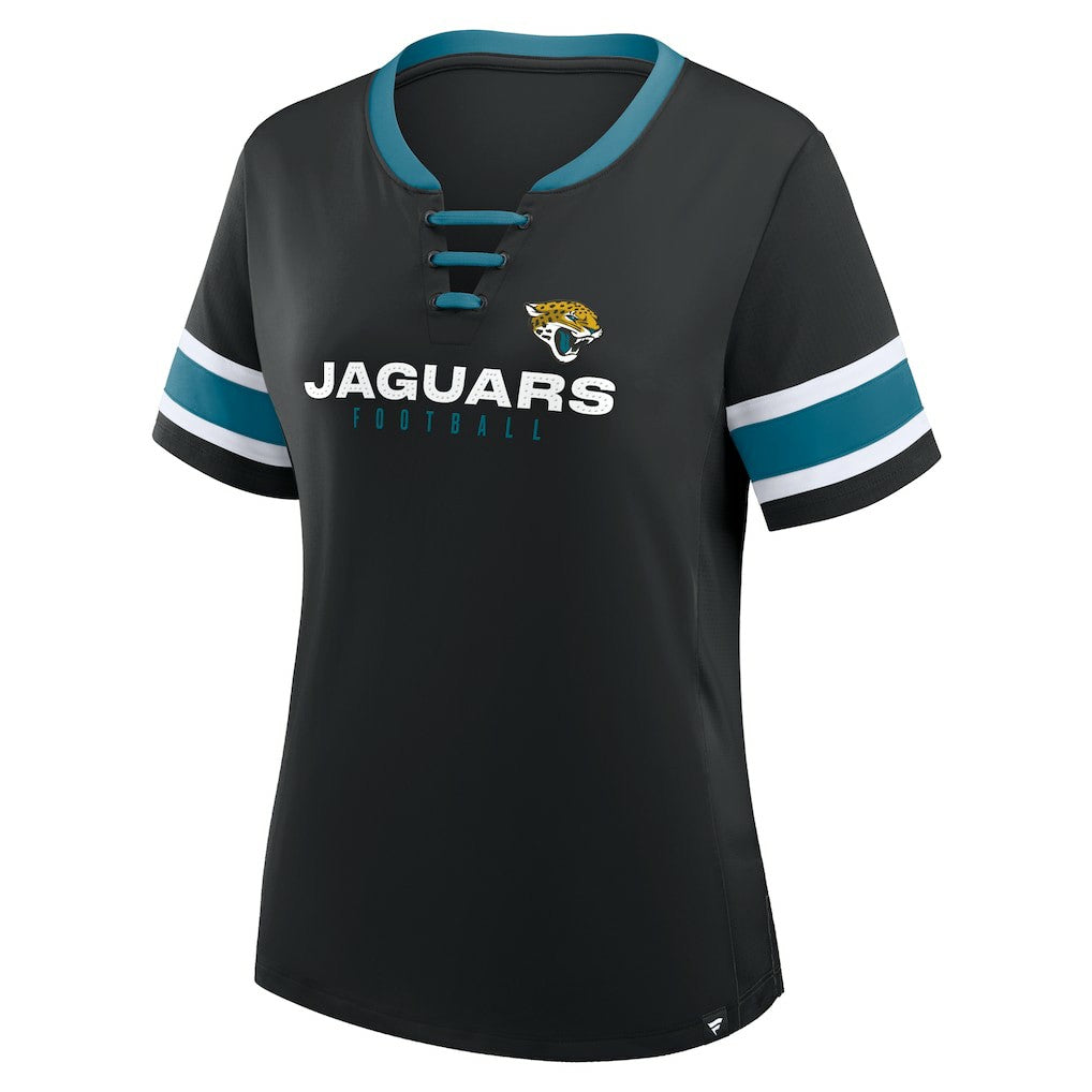 Jacksonville Jaguars Women's Redzone Draw Play Athena Lace-Up T-Shirt - Black outlet