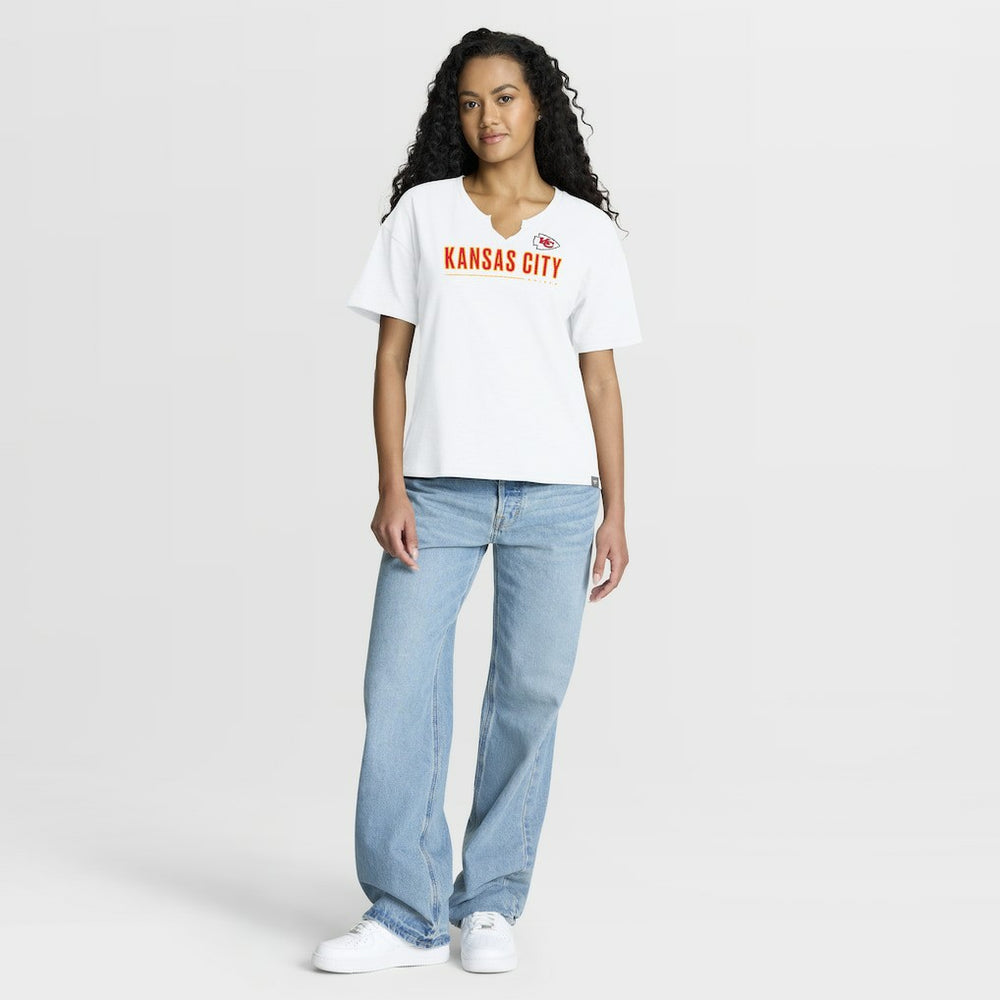 Kansas City Chiefs Women's Redzone Slub Boxy T-Shirt - White discount