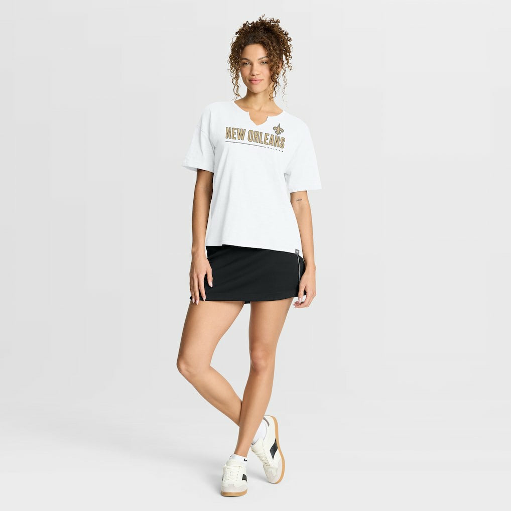 New Orleans Saints Women's Redzone Slub Boxy T-Shirt - White for sale