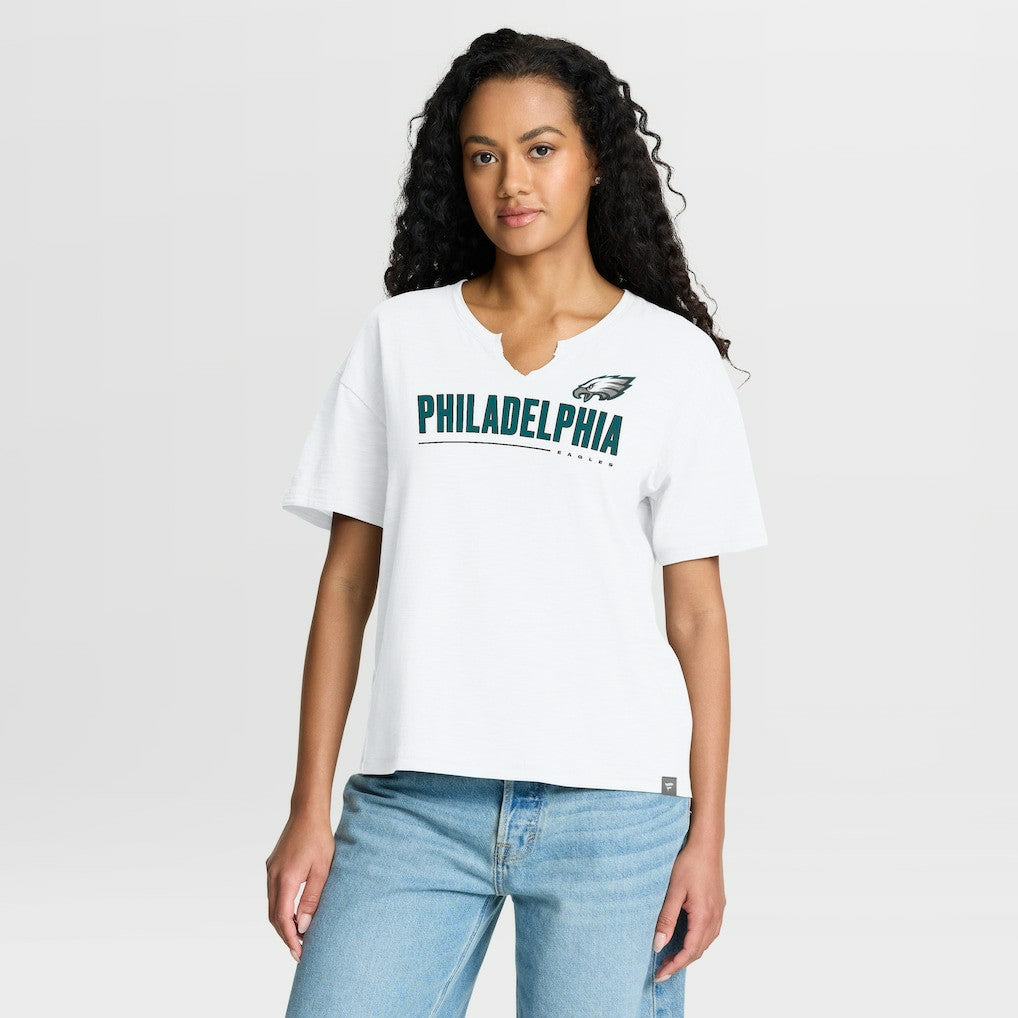 Philadelphia Eagles Women's Redzone Slub Boxy T-Shirt - White on sale
