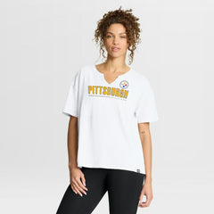 Pittsburgh Steelers Women's Redzone Slub Boxy T-Shirt - White sale