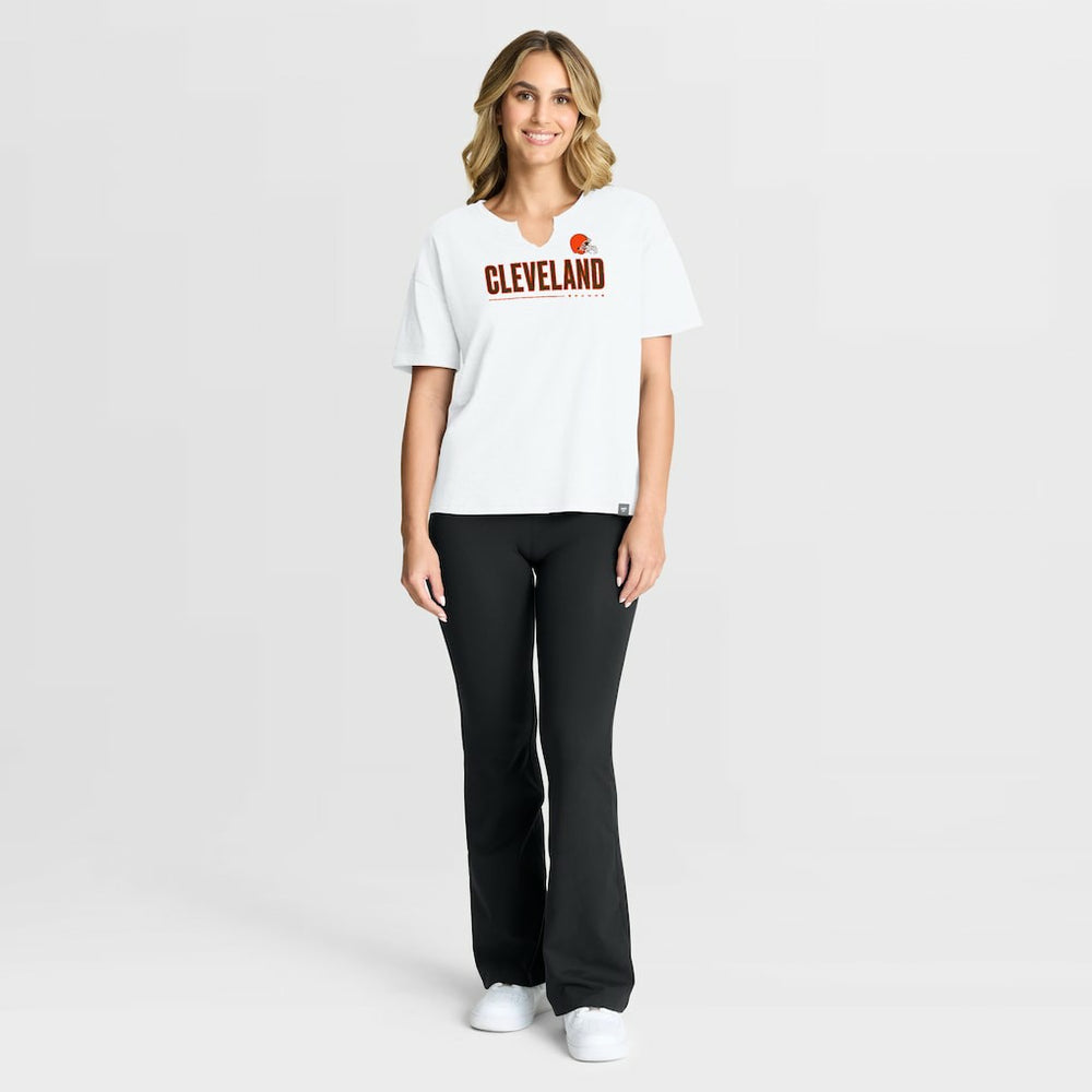 Cleveland Browns Women's Redzone Slub Boxy T-Shirt - White sale