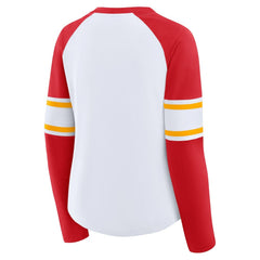 Kansas City Chiefs Women's Redzone Blitz Package Raglan Lace-Up V-Neck Long Sleeve T-Shirt - White/Red online