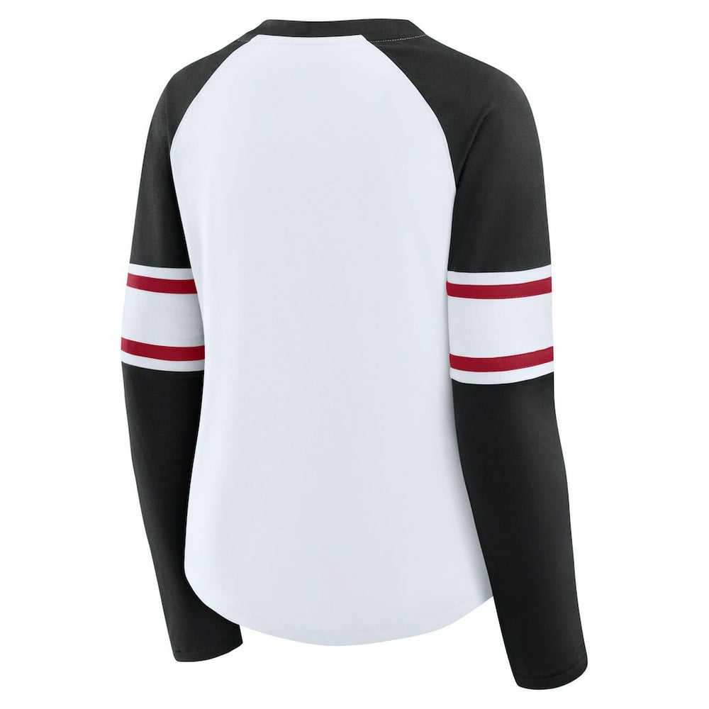 Atlanta Falcons Women's Redzone Blitz Package Raglan Lace-Up V-Neck Long Sleeve T-Shirt - White/Black online