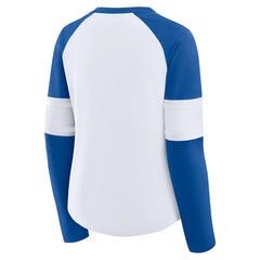 Indianapolis Colts Women's Redzone Blitz Package Raglan Lace-Up V-Neck Long Sleeve T-Shirt - White/Royal discount