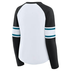 Jacksonville Jaguars Women's Redzone Blitz Package Raglan Lace-Up V-Neck Long Sleeve T-Shirt - White/Black outlet