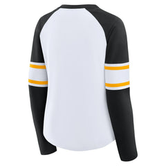 Pittsburgh Steelers Women's Redzone Blitz Package Raglan Lace-Up V-Neck Long Sleeve T-Shirt - White/Black for sale